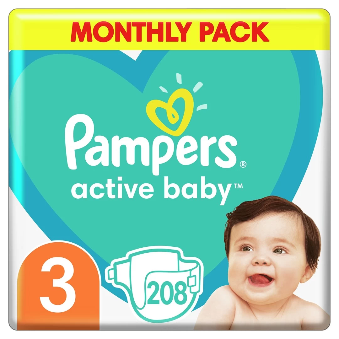 Pampers Zestaw pieluch Active Baby MTH Box 3 (6-10 kg); 208