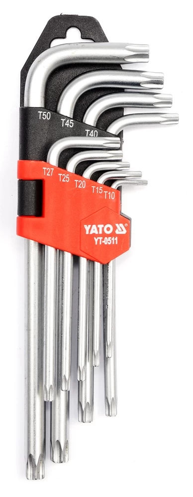 Prailgintų L-tipo raktų komplektas YATO YT-0511 | TORX TR | T10-T50 | 9VNT.