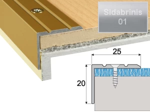 Profilis laiptams A36 sidabrinis, 90cm 25x20mm