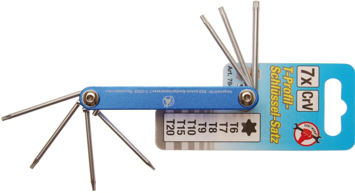 Sulankstomas L-tipo raktų komplektas BGS DIY 7848 | TORX | T6-T20 | 7VNT.