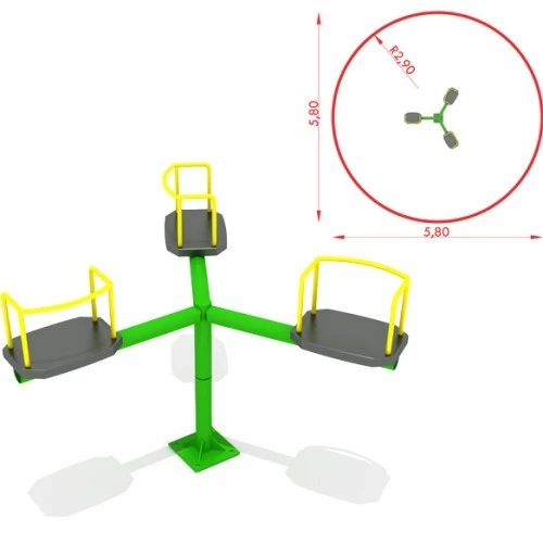 Trivietė karuselė modelis KM-0004T