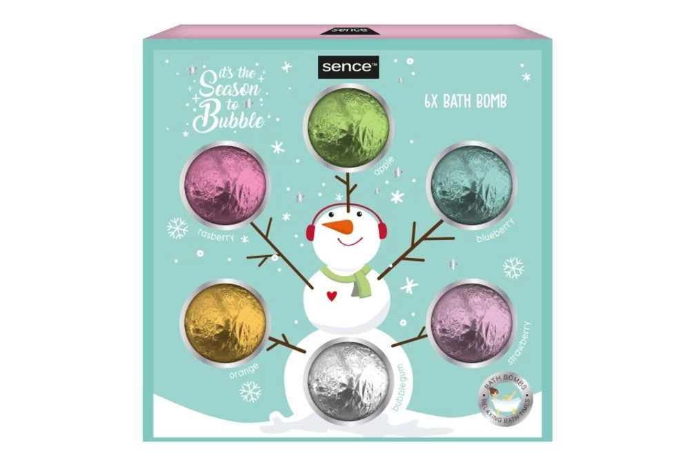 Vonios burbulų dovanų rinkinys Sence Snowman Warm Wishes, 6x45 g, 8720847371560