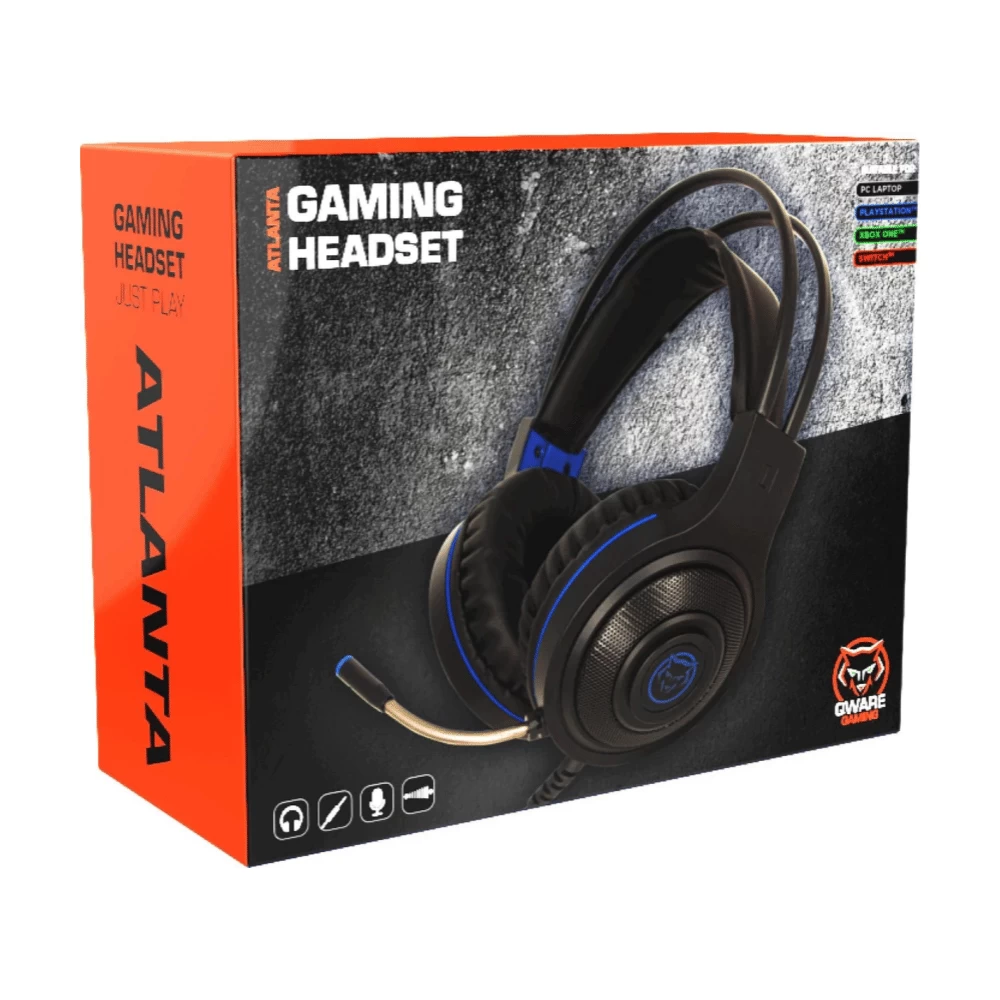 Žaidimų Ausinės Qware Gaming Atlanta headset, mėlyna/juoda (Ekspozicinė prekė)