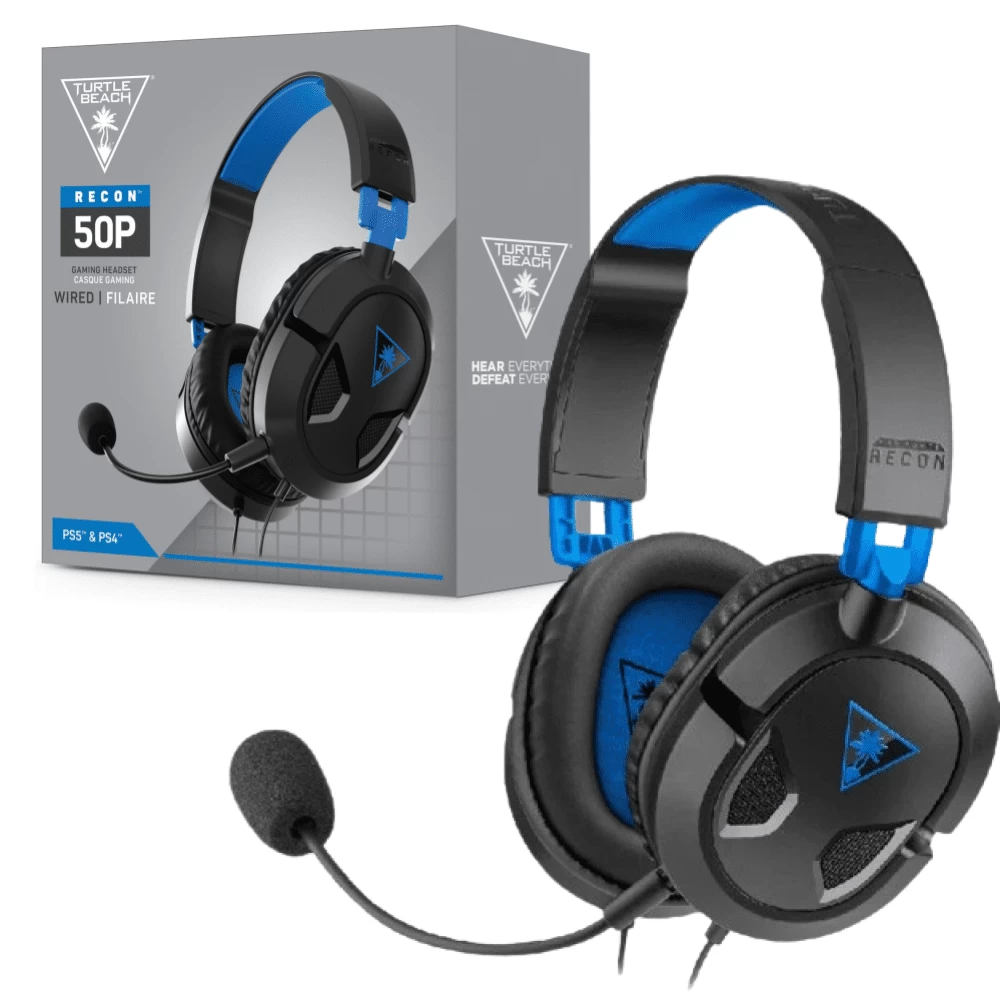 Žaidimų ausinės Turtle Beach Recon 50P, juoda/mėlyna (Ekspozicinė prekė)