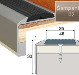 Profilis Effector A38 laiptams, su juoda guma