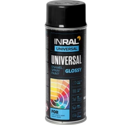 Aerozoliniai dažai INRAL UNIVERSAL, blizgi juoda (RAL9017), 400ml