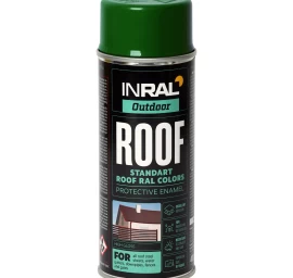 Aerozoliniai dažai stogo dangai INRAL ROOF SPRAY, samaninė (RAL6005), 400ml