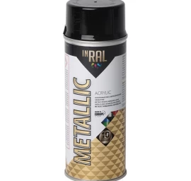 Aerozolinis akrilinis lakas, metallic, grafito juoda INRAL, 400ml