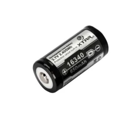 Akumuliatorius 16340 (RCR123) 3.7V 650mAh Li-Ion su integruotu krovimo valdikliu PCM