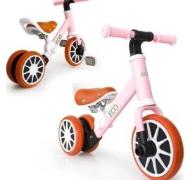 Balansinis dviratukas su pedalais Ecotoys 2in1, rožinis