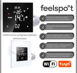 Elektroninis programuojamas termostatas be rėmelio Feelspot FSSWT16, Tuya