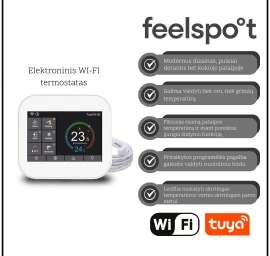 Elektroninis WI-FI termostatas (termoreguliatorius) Feelspot WTH07.36 white, Tuya (Pažeista pakuotė)