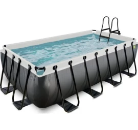 EXIT Black Leather pool 400x200x100cm with filter pump - black