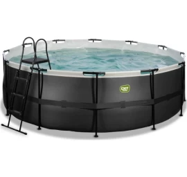 EXIT Black Leather pool ø427x122cm with sand filter pump - black