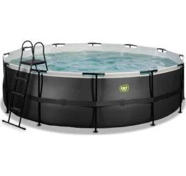 EXIT Black Leather pool ø488x122cm with filter pump - black