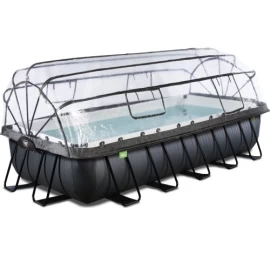 EXIT Black Leather pool 540x250x100cm with sand filter pump and dome and heat pump - black