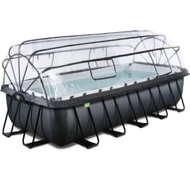 EXIT Black Leather pool 540x250x122cm with sand filter pump and dome and heat pump - black