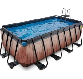 EXIT Wood pool 400x200x122cm with filter pump - brown