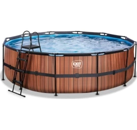 EXIT Wood pool ø488x122cm with filter pump - brown