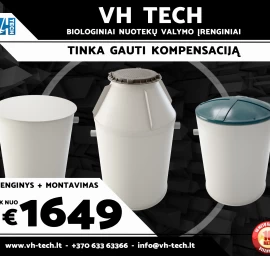 Biologiniai nuotekų valymo įrenginiai su įrenginio montavimo darbais - tik nuo 1649€