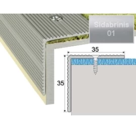 Grindų sujungimo profilis laiptams EFFECTOR A34, 180 x 3,5 x 3,5 cm, sidabrinė sp.