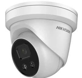 IP kamera DOME, AcuSense, 4MP, F2.8mm(103°), PoE, IR iki 30m, integruotas mikrofonas, micro SD iki 256GB, IP66, balta, Hikvision