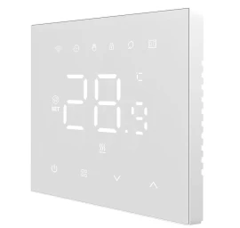Išmanus, sieninis termostatas grindų termo pavaroms 3A, 230V, Wi-Fi, baltas, TUYA / Smart Life