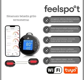 Išmanusis belaidis grilio termometras FEELSPOT FS01 su WIFI, Tuya