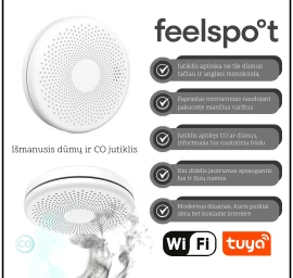 Išmanusis dūmų ir CO jutiklis Feelspot FS-CSS01W WiFi, Tuya