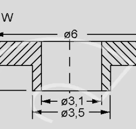 Izoliuojanti įvorė varžtui M3, TO220 korpusui, Ø6.1x2.2mm; max.130°C