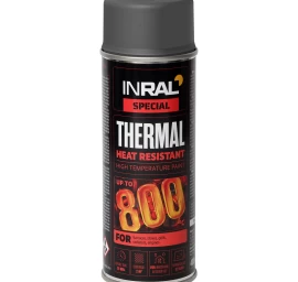 Karščiui atsparūs aerozoliniai dažai, INRAL THERMAL, Pilka (RAL 7016) 400ml