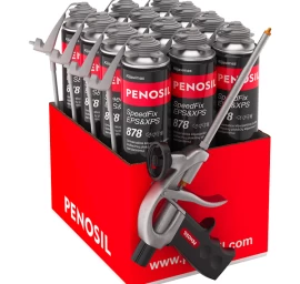 Klijuojančios putos 12vnt ir pistoletas PENOSIL Speedfix Eps&amp;Xps 878, 750ml pilka sp.