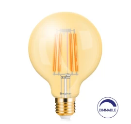 LED lemputė E27 230V G95 6W 540lm, FILAMENT, gintarinė balta 2200K, pritemdoma