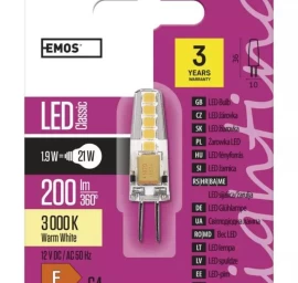 LED lemputė G4 12V JC 2W 210lm, šiltai balta, 3000K, EMOS