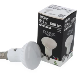 Lemputė LED E14 230V 7W 560lm R50 180° šiltai balta, keramikinė, LED line