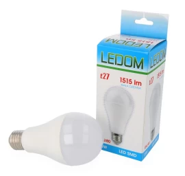 Lemputė LED E27 230V 15W A65 1515lm neutraliai balta, LEDOM