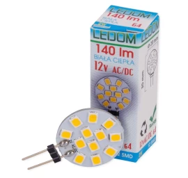 Lemputė LED G4 12V AC/DC 2W, šiltai balta, LEDOM