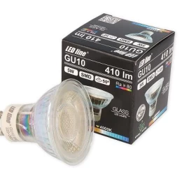 Lemputė LED GU10 230V 5W 410lm 50° neutraliai balta, stiklinė, LED line