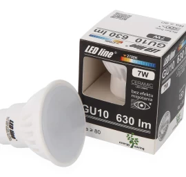 Lemputė LED GU10 230V 7W 630lm 120° šiltai balta, keramikinė, LED line