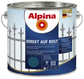 Metalo dažai ALPINA Direkt Auf Rost, 2,5l mėlyna sp.