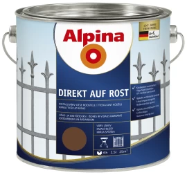 Metalo dažai ALPINA Direkt Auf Rost, 2,5l riešuto sp.