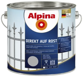 Metalo dažai ALPINA Direkt Auf Rost, 2,5l sidabro sp.