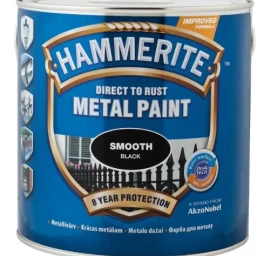 Metalo dažai HAMMERITE Smooth Finish, 250ml juoda sp.