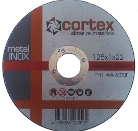 Metalo pjovimo diskas CORTEX WA 60 TBF F41 80m/s, 125x1,6x22,2mm