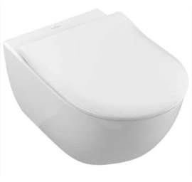 Pakabinamas WC Villeroy &amp; Boch Subway 2.0  Direct Flush WC su SlimSeat dangčiu, White Alpin