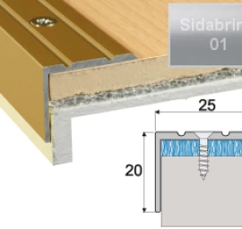 Profilis laiptams A36 sidabrinis, 90cm 25x20mm