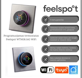 Programuojamas termostatas Feelspot WTH08.16B WiFi, pilkas