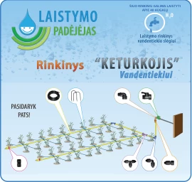 Šiltnamio laistymo sistema KETURKOJIS Vandentiekiui, 10 m, BS40LK